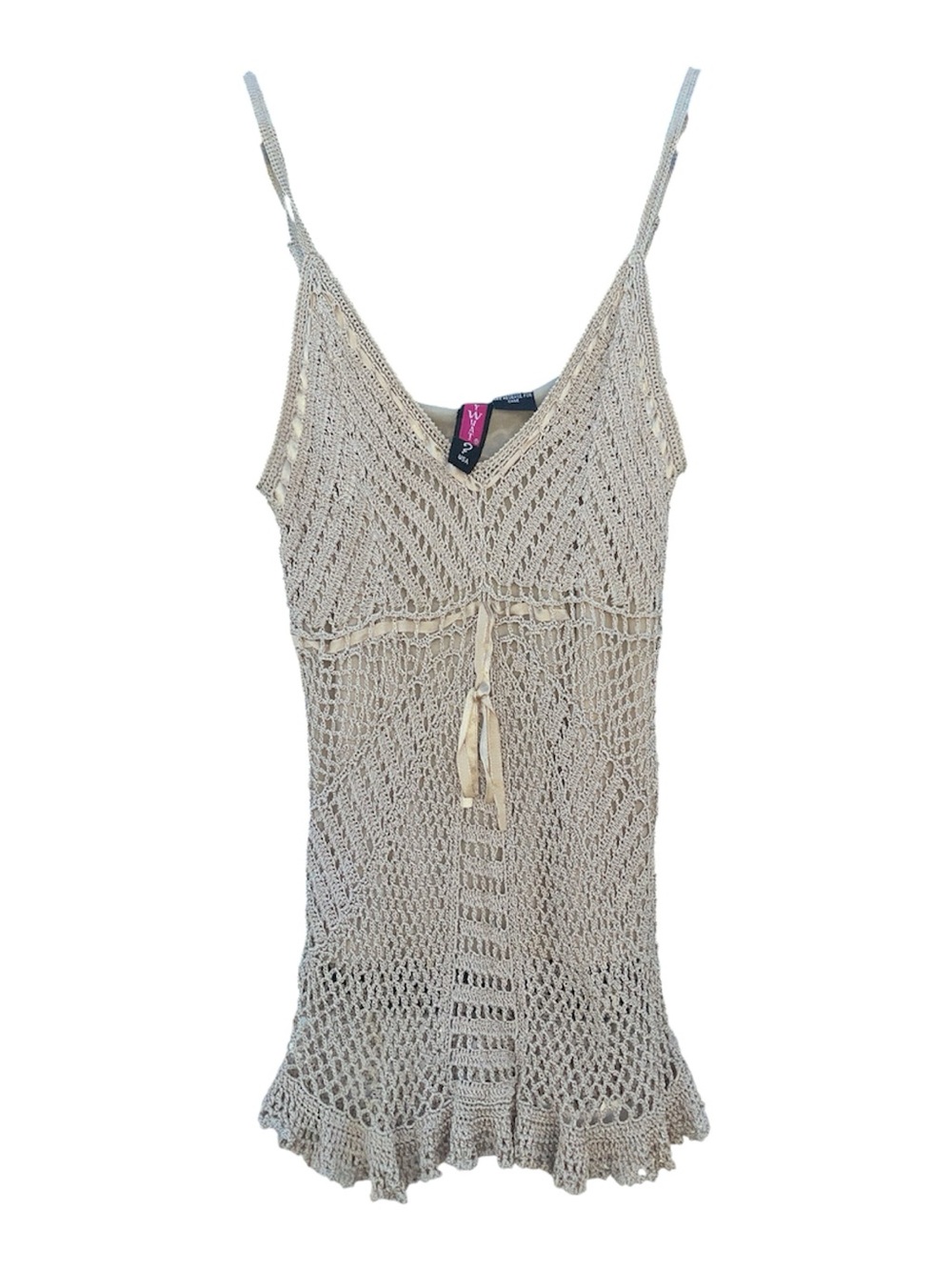 Vintage Boho Beige Crochet tank top